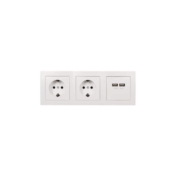 McPower Flair Steckdosenblock, 2× Schuko + 2× USB, Aufputz, weiß, 230V/16A
