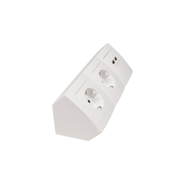 McPower Flair Steckdosenblock, 2× Schuko + 2× USB, Aufputz, weiß, 230V/16A