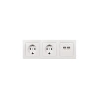 McPower Flair Steckdosenblock, 2× Schuko + 2× USB, Aufputz, weiß, 230V/16A