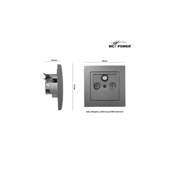 Antennendose McPower „Flair“ anthrazit – TV/SAT/FM, UP, 81mm
