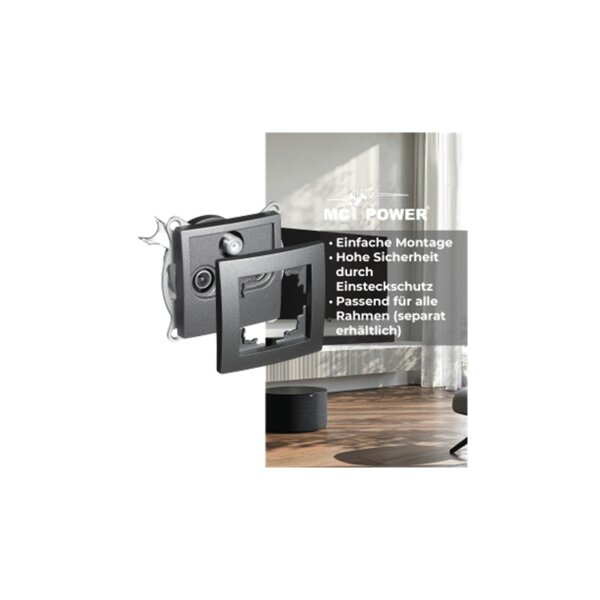 Antennendose McPower „Flair“ anthrazit – TV/SAT/FM, UP, 81mm