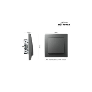 McPower „Flair“ Taster anthrazit – UP 250V~/10A, 81mm, Schraubanschluss