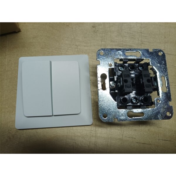 B-Ware MILOS Serien-Schalter 2-fach 250V~/ 10A inkl. Rahmen, Unterputz, weiß matt