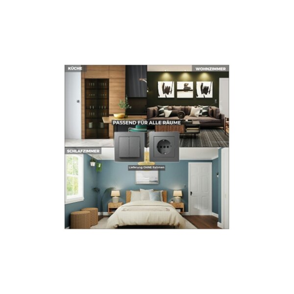 Serien-Schalter McPower Flair 2-fach Anthrazit | Unterputz 250V