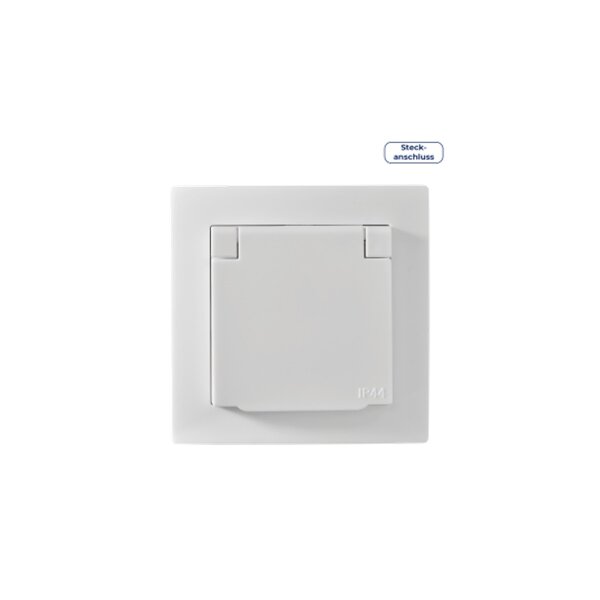 McPower Flair Schutzkontakt-Steckdose, UP, IP44, weiß, 250V/16A, Steckanschluss