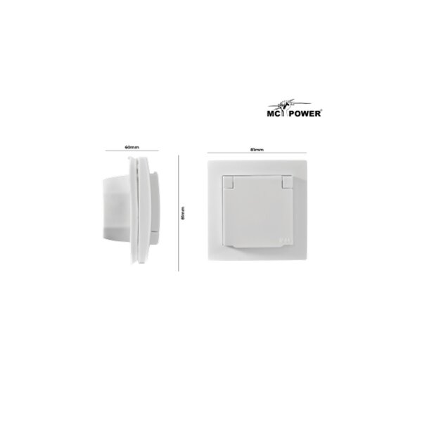 McPower Flair Schutzkontakt-Steckdose, UP, IP44, weiß, 250V/16A, Steckanschluss