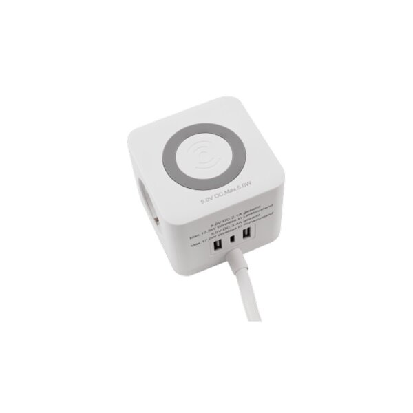 McPower Tischsteckdose BW-03 mit USB, USB-C & QI-Lader