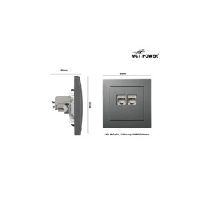 Netzwerk-Dose McPower Flair CAT6A, UP, anthrazit, vollgeschirmt