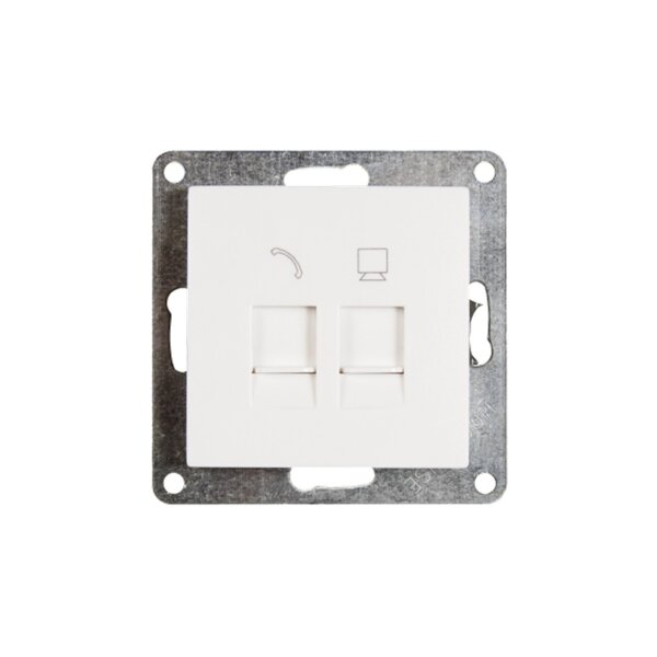 McPower Flair Netzwerkdose RJ45 + RJ11, Cat5e, ISDN, UP, weiß