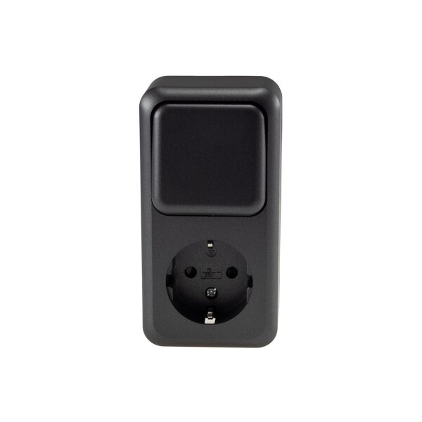 FASKO Kombi Steckdose mit Schalter in Anthrazit