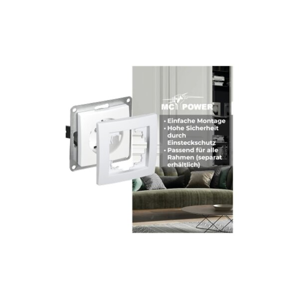 McPower Flair Steckdose, Unterputz, Steckanschluss, weiß, 250V~/16A
