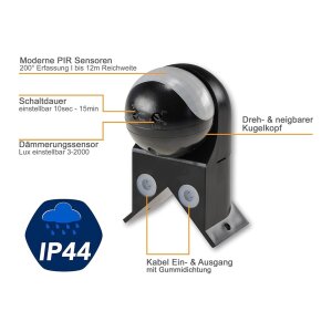 Bewegungsmelder CBM für Ecke – Schwarz,...