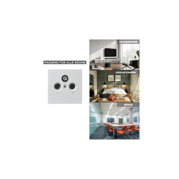 Antennendose McPower Shallow für TV, Radio und Sat, UP, weiß