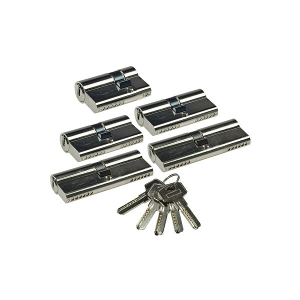 Schließzylinder-Set 5 30/10-30/30-35/35 Profil-Zylinder, 5 Sicherheits-Schlüssel