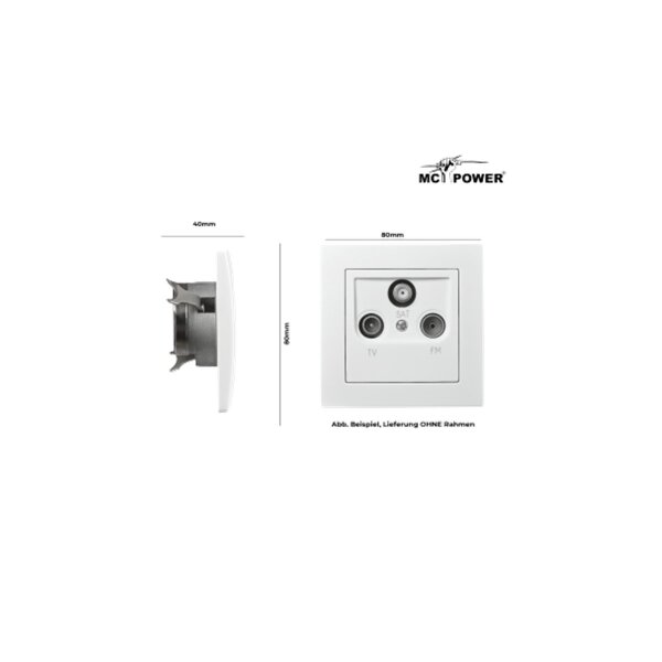 McPower Flair Antennendose für TV, Radio & SAT, Unterputz, weiß