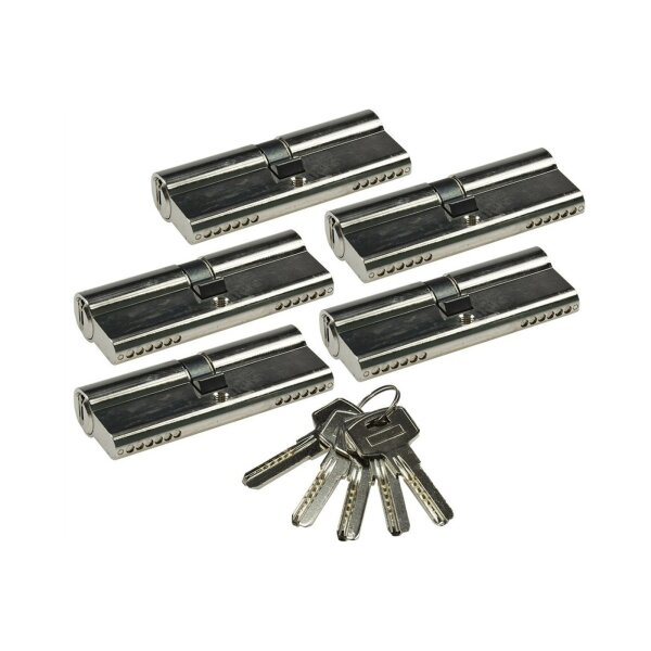 Schließzylinder-Set 5x 80mm (40+40mm) Profil-Zylinder, 5 Sicherheits-Schlüssel