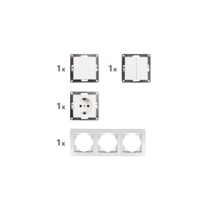 McPower Flair Tür-Set "3-fach", weiß, 4-teilig – Wechselschalter, Serienschalter, Steckdose