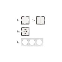 McPower Flair Tür-Set "3-fach", weiß, 4-teilig – Wechselschalter, Serienschalter, Steckdose