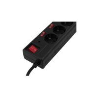 Steckdosenleiste McPower, 6-fach mit Einzelschaltung, Überspannungsschutz, schwarz