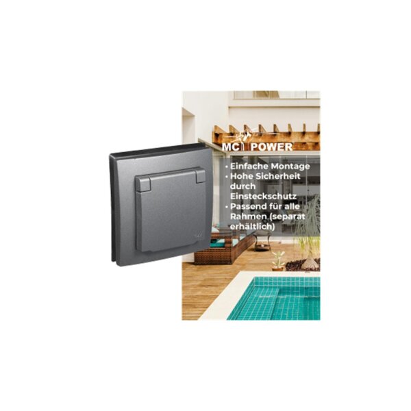 Schutzkontakt-Steckdose McPower Flair IP44 anthrazit | 250V~/16A