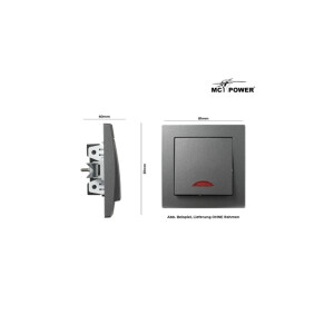 McPower Flair Schalter anthrazit mit Kontroll-Leuchte – 250V~/10A, Unterputz