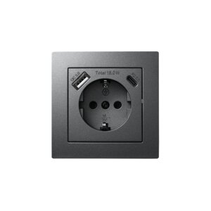 McPower Flair Steckdose anthrazit mit USB-C 18W PD &...