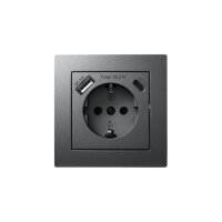 McPower Flair Steckdose anthrazit mit USB-C 18W PD & USB-A | Unterputz