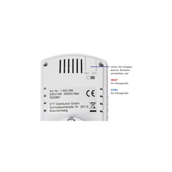 Steckdosen-Thermostat McPower TCU-330 5–30 °C | 3500 W | 230 V