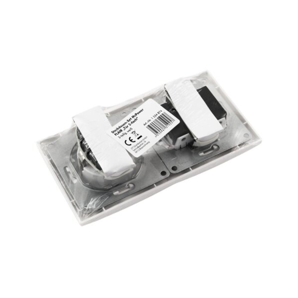 McPower Flair Tür 2-fach Set, 3-teilig, weiß – Schalter & Steckdose mit 2-fach Rahmen