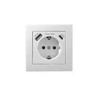 McPower FLAIR Steckdose mit USB-C PD 18W & USB-A Weiß