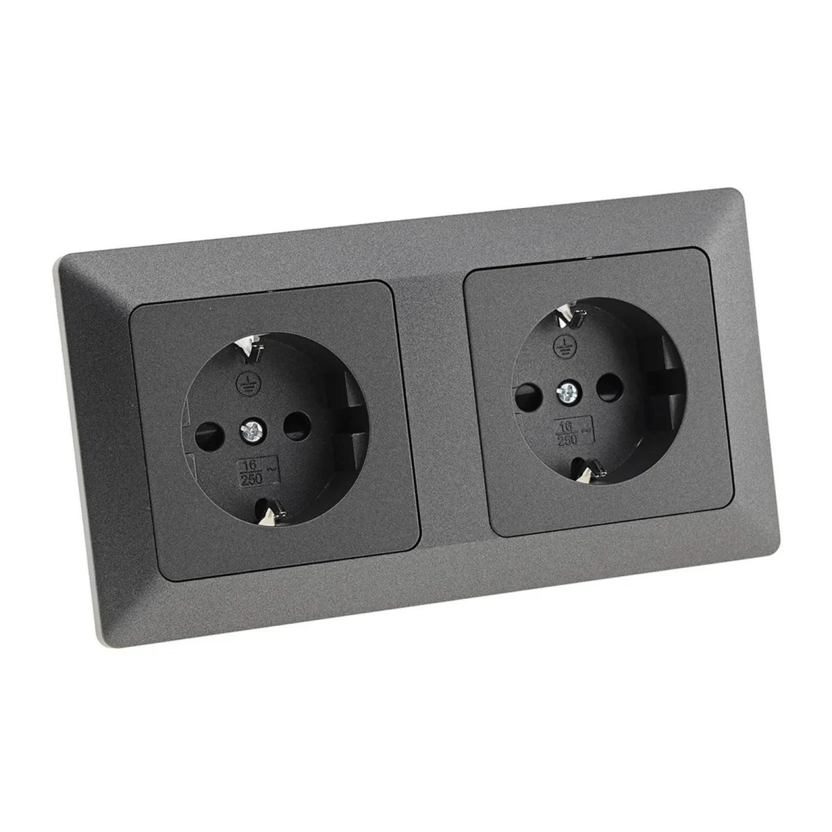 MILOS Steckdosen-Set 2-fach Anthrazit – 2x...