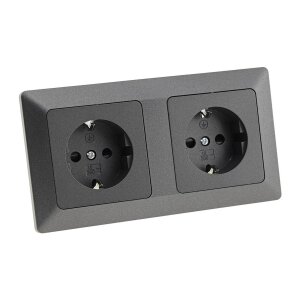 MILOS Steckdosen-Set 2-fach Anthrazit – 2x...