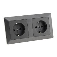 MILOS Steckdosen-Set 2-fach Anthrazit – 2x Steckdose + Rahmen | Unterputz
