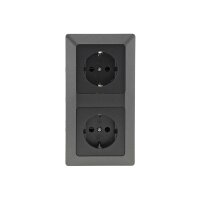 MILOS Steckdosen-Set 2-fach Anthrazit – 2x Steckdose + Rahmen | Unterputz