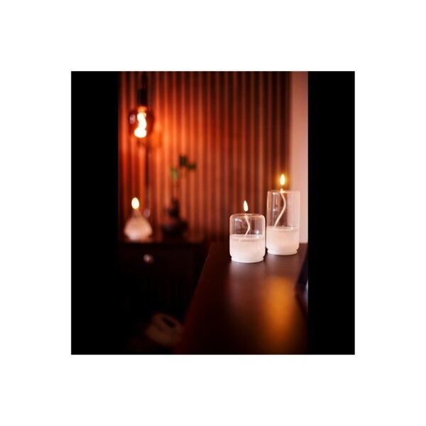 LED-Kerze Flamme Float im Glas – 8×13?cm, warmweiß, Timer, Batteriebetrieb