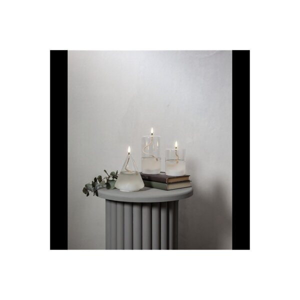 LED-Kerze Flamme Float im Glas – 8×13?cm, warmweiß, Timer, Batteriebetrieb