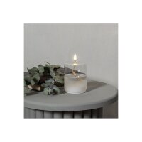 LED-Kerze Flamme Float im Glas – 8×13?cm, warmweiß, Timer, Batteriebetrieb