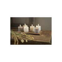 LED-Echtwachskerze Flamme Spiral 2er-Set – Grau, 7,5?cm, Timer, warmweiß, Batterie