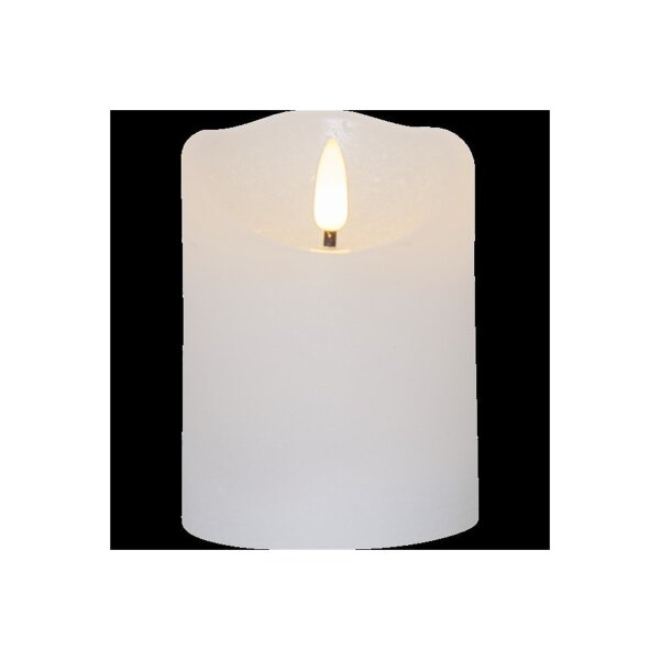 LED-Wachskerze Flamme Serie – 10?cm, Weiß, rustikale Oberfläche, Timer, warmweiß