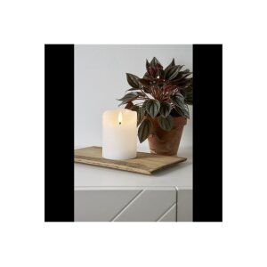 LED-Wachskerze Flamme Serie – 10?cm, Weiß, rustikale Oberfläche, Timer, warmweiß