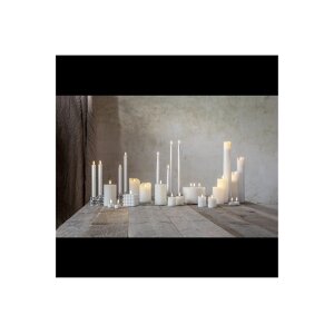 LED-Wachskerze Flamme Serie – 10?cm, Weiß, rustikale Oberfläche, Timer, warmweiß