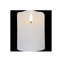 LED-Wachskerze Flamme Serie – 10?cm, Weiß, rustikale Oberfläche, Timer, warmweiß