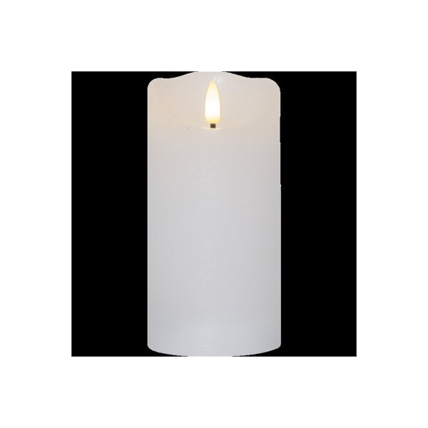 LED-Wachskerze Flamme Serie – 15?cm, Weiß, rustikale Oberfläche, Timer, warmweiß