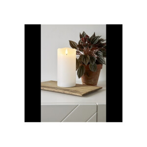 LED-Wachskerze Flamme Serie – 15?cm, Weiß, rustikale Oberfläche, Timer, warmweiß