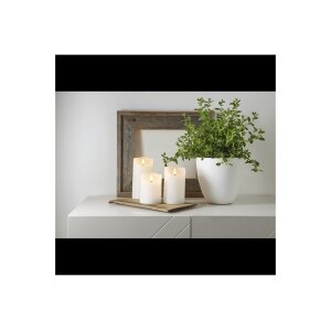 LED-Wachskerze Flamme Serie – 15?cm, Weiß, rustikale Oberfläche, Timer, warmweiß