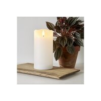 LED-Wachskerze Flamme Serie – 15?cm, Weiß, rustikale Oberfläche, Timer, warmweiß