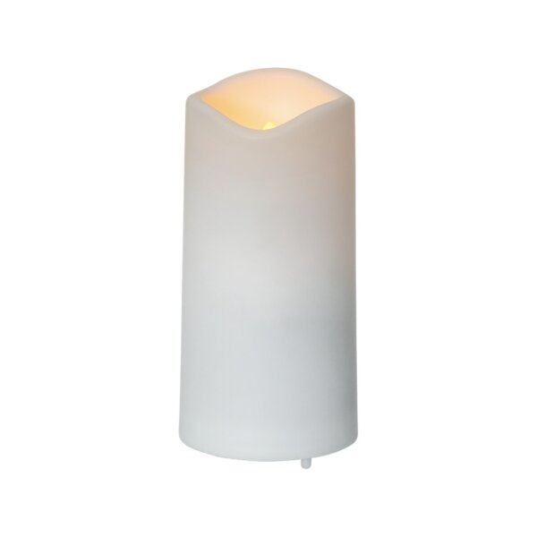 LED Grabkerze Weiß mit Dämmerungssensor – Gelbes Licht, 10 cm, 750h Leuchtdauer