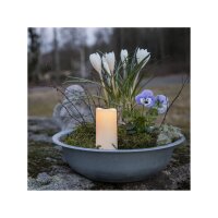 LED Grabkerze Weiß mit Dämmerungssensor – Gelbes Licht, 10 cm, 750h Leuchtdauer