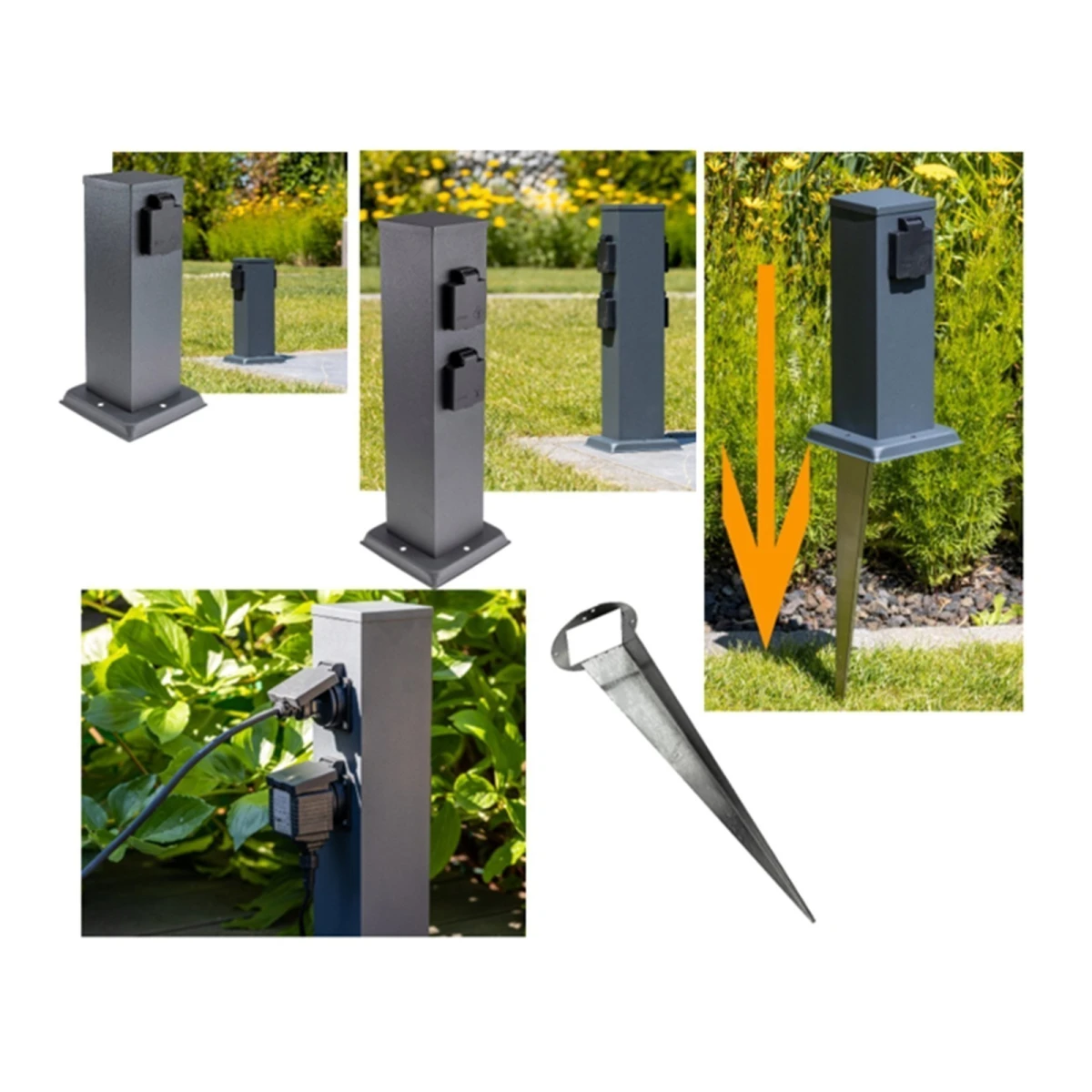 moderne Outdoor Garten-Steckdosen-Säule anthrazit,...