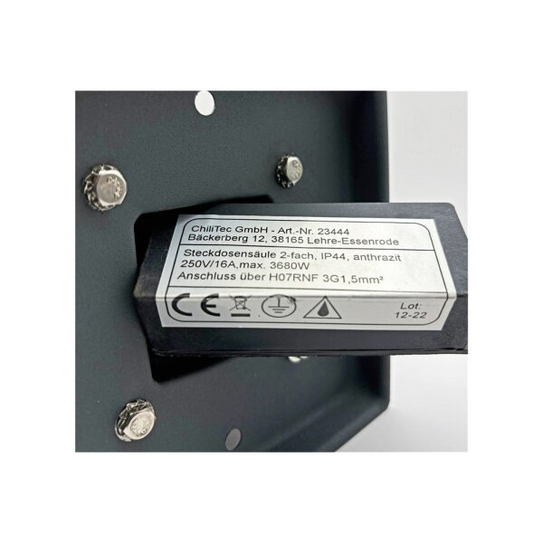 moderne Outdoor Garten-Steckdosen-Säule anthrazit, 2-/4-fach, Erdspieß optional